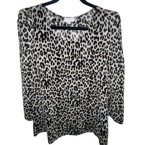NWOT Claudie Pierlot Paris Leopard Print Blouse Bow Back Puffed Sleeves Large 38